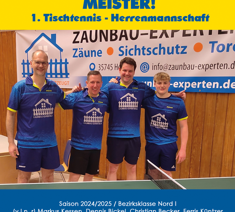 Meister der Bezirksklasse Nord I – 1. Tischtennis-Herrenmannschafto