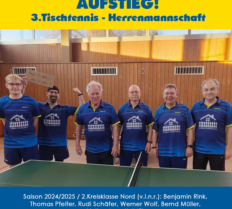 Aufstieg! 3.Tischtennis – Herrenmannschaft